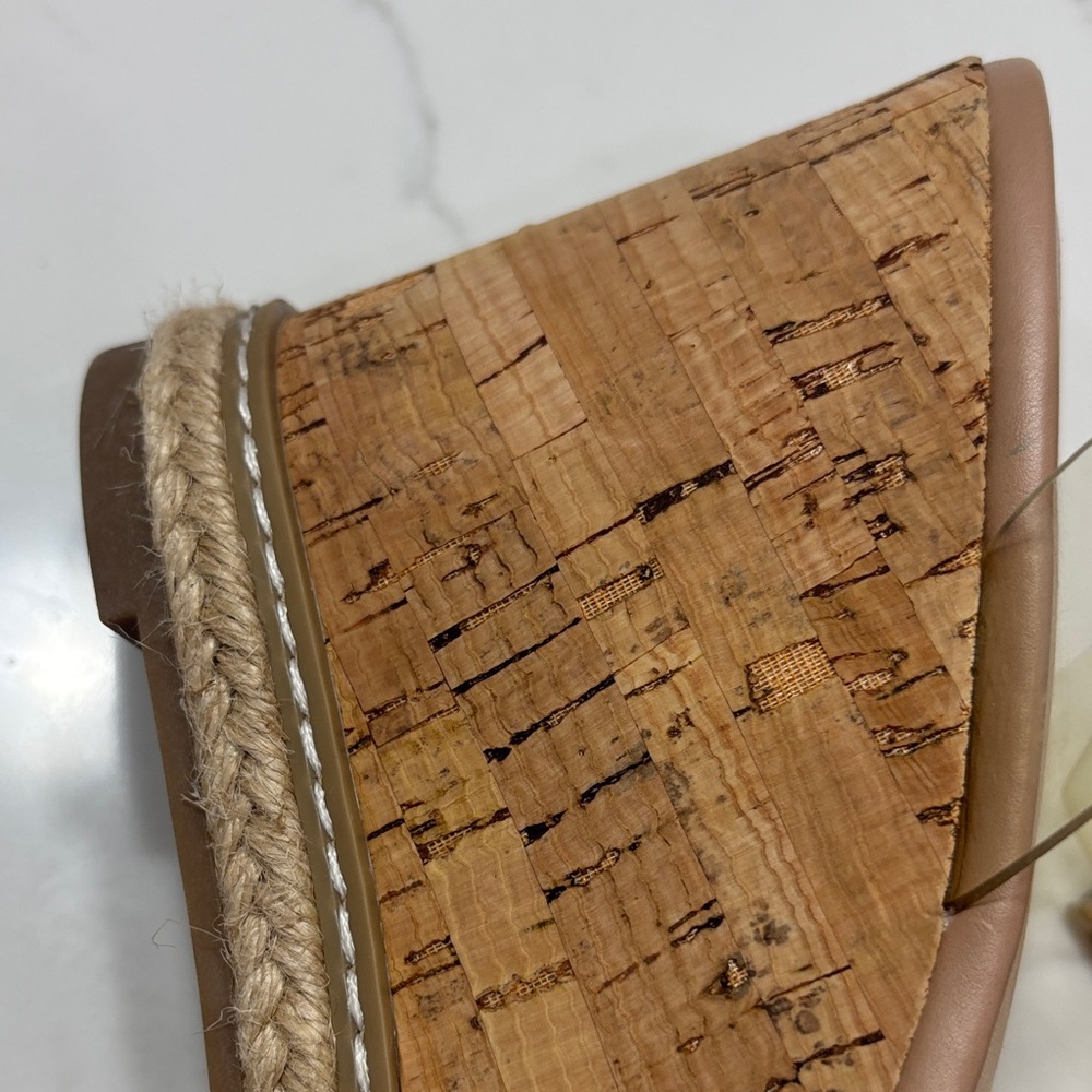 Xappeal Nude Cork Wedge Sandals with Clear Straps - Picture 13 of 15